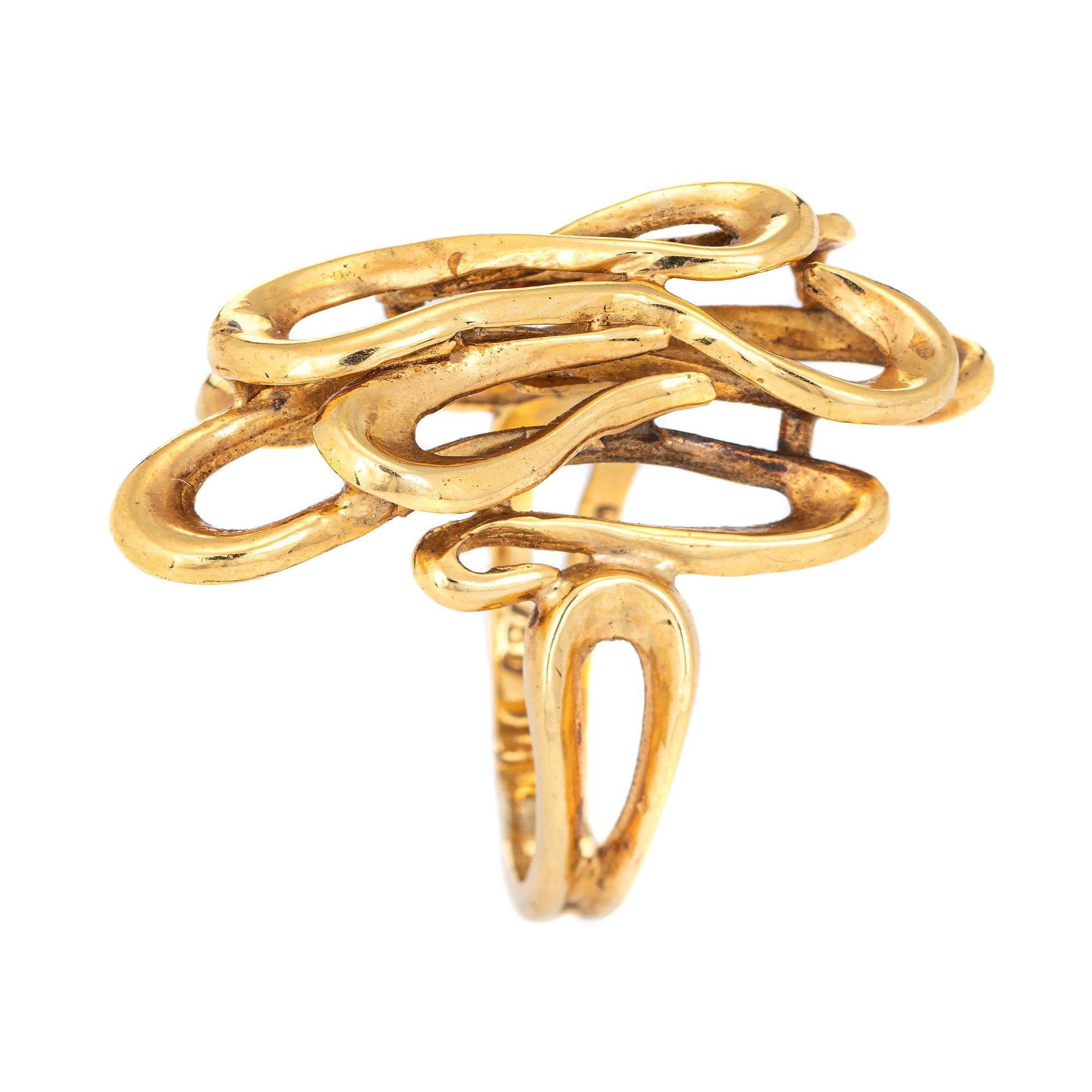 Stylish Ilias Lalaounis large cocktail ring crafted in 18 karat yellow gold. 

The dramatic and bold ring highlights ripples of gold in a graduated fashion. Greek jeweler Ilias Lalaounis was a pioneer and globally renowned goldsmith. The techniques