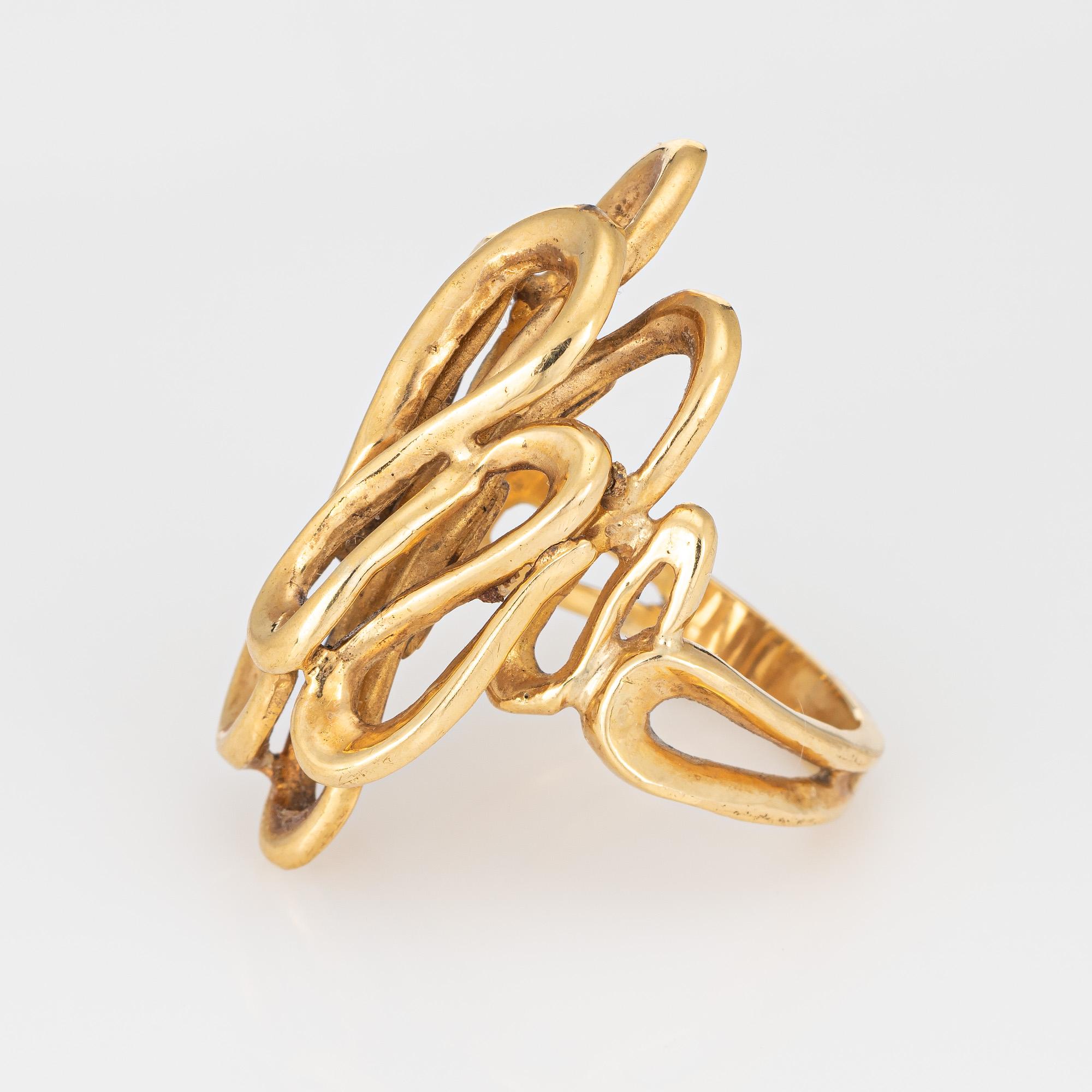 Ilias Lalaounis Ripples Ring Vintage 18k Yellow Gold Signed Fine Jewelry In Good Condition In Torrance, CA