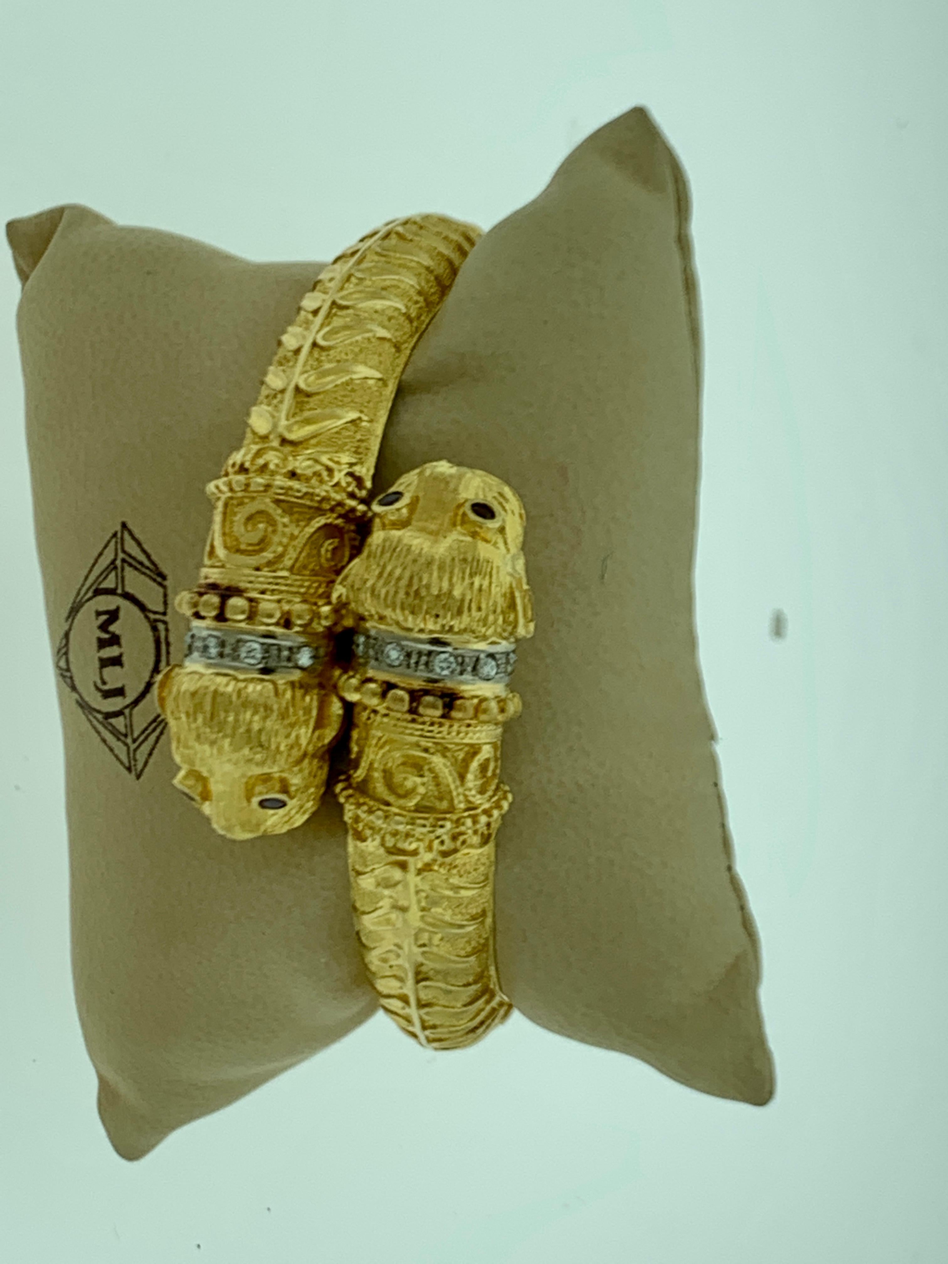Ilias Lalaounis Ruby & Diamond Chimera Bangle Bracelet 18 K Yellow Gold 57 Gram 6