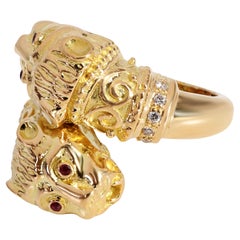 Ilias Lalaounis Ruby Diamond Ring in 18k Yellow Gold 0.08 CTW