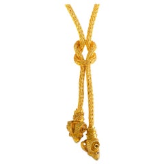 Ilias Lalaounis Ruby Hercules Knot and Ram's Head Yellow Gold Pendant Necklace