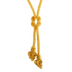 Ilias Lalaounis Ruby Hercules Knot and Ram's Head Yellow Gold Pendant Necklace