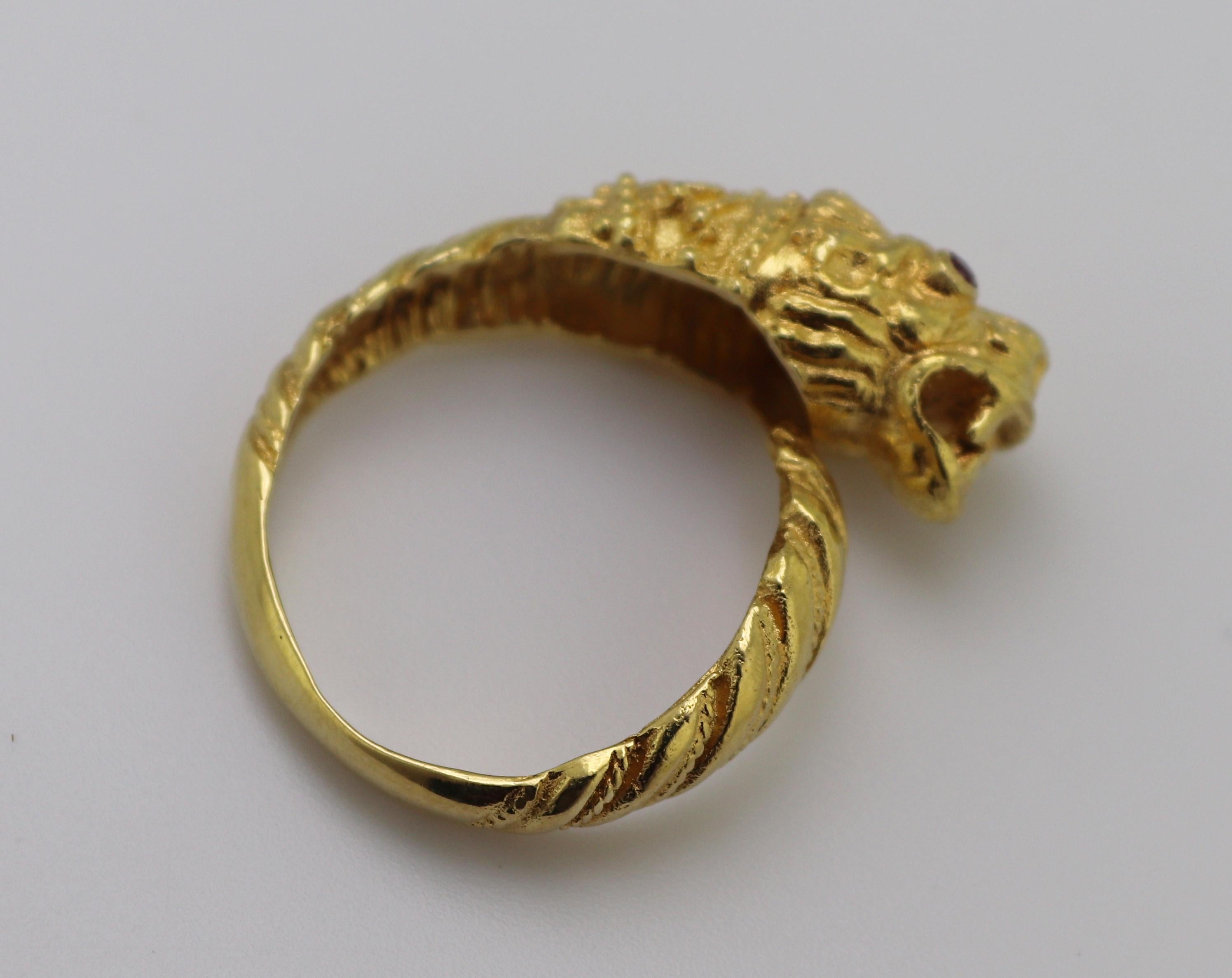 Artisan Ilias Lalaounis Ruby, Yellow Gold Chimera Ring For Sale