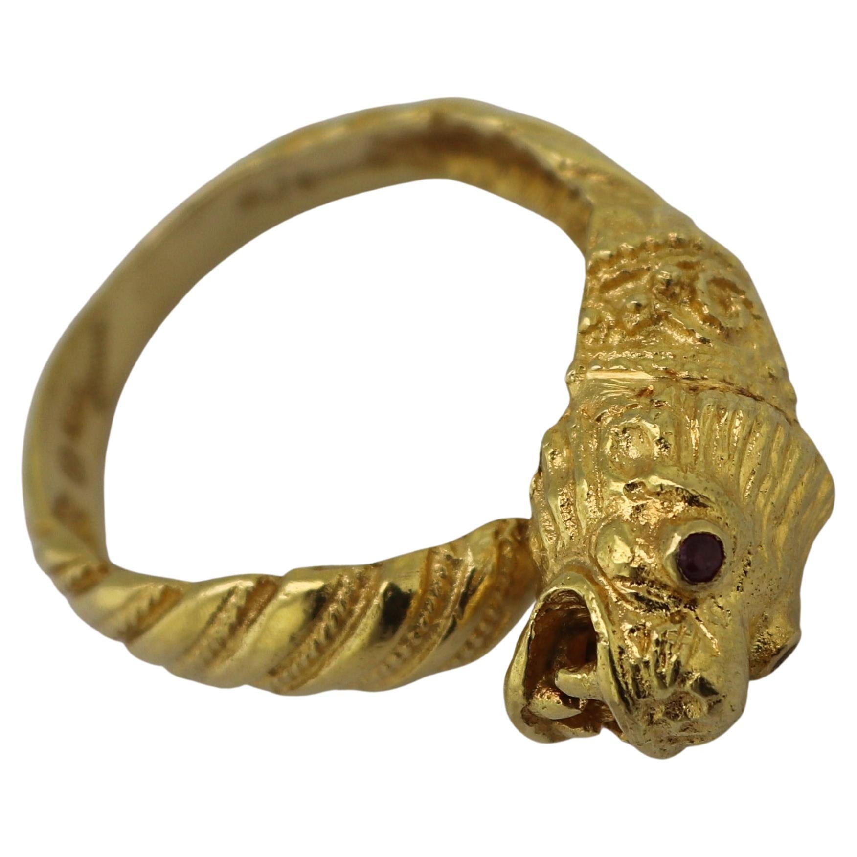 Ilias Lalaounis Ruby, Yellow Gold Chimera Ring For Sale