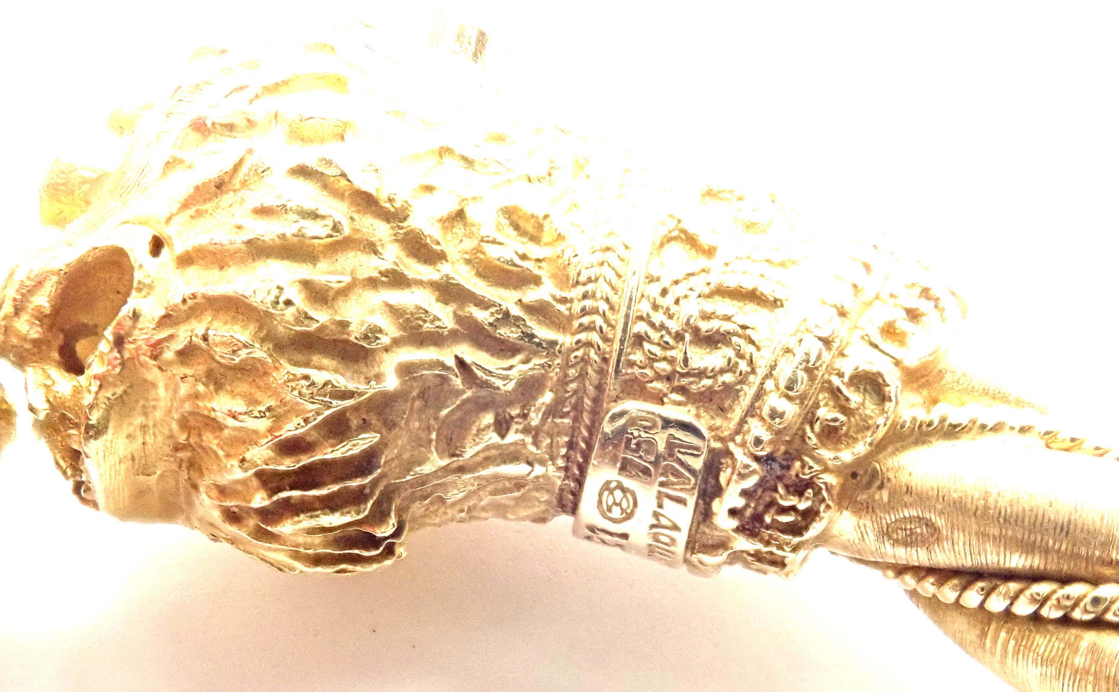 Ilias Lalaounis Sapphire Emerald Ruby Chimera Yellow Gold Bangle Bracelet 3