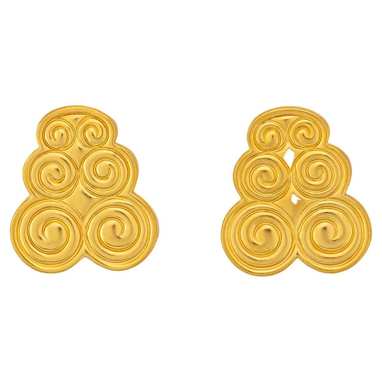 Ilias Lalaounis Scroll Motif Gold Earrings For Sale