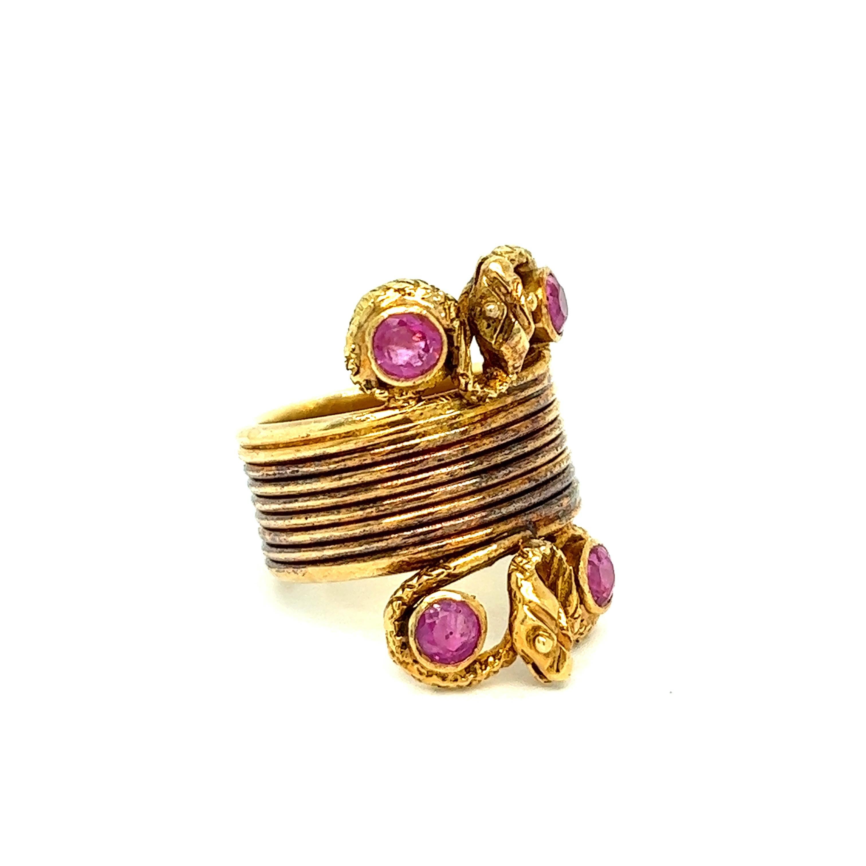 Women's Ilias Lalaounis Snake Ruby Gold Ring For Sale