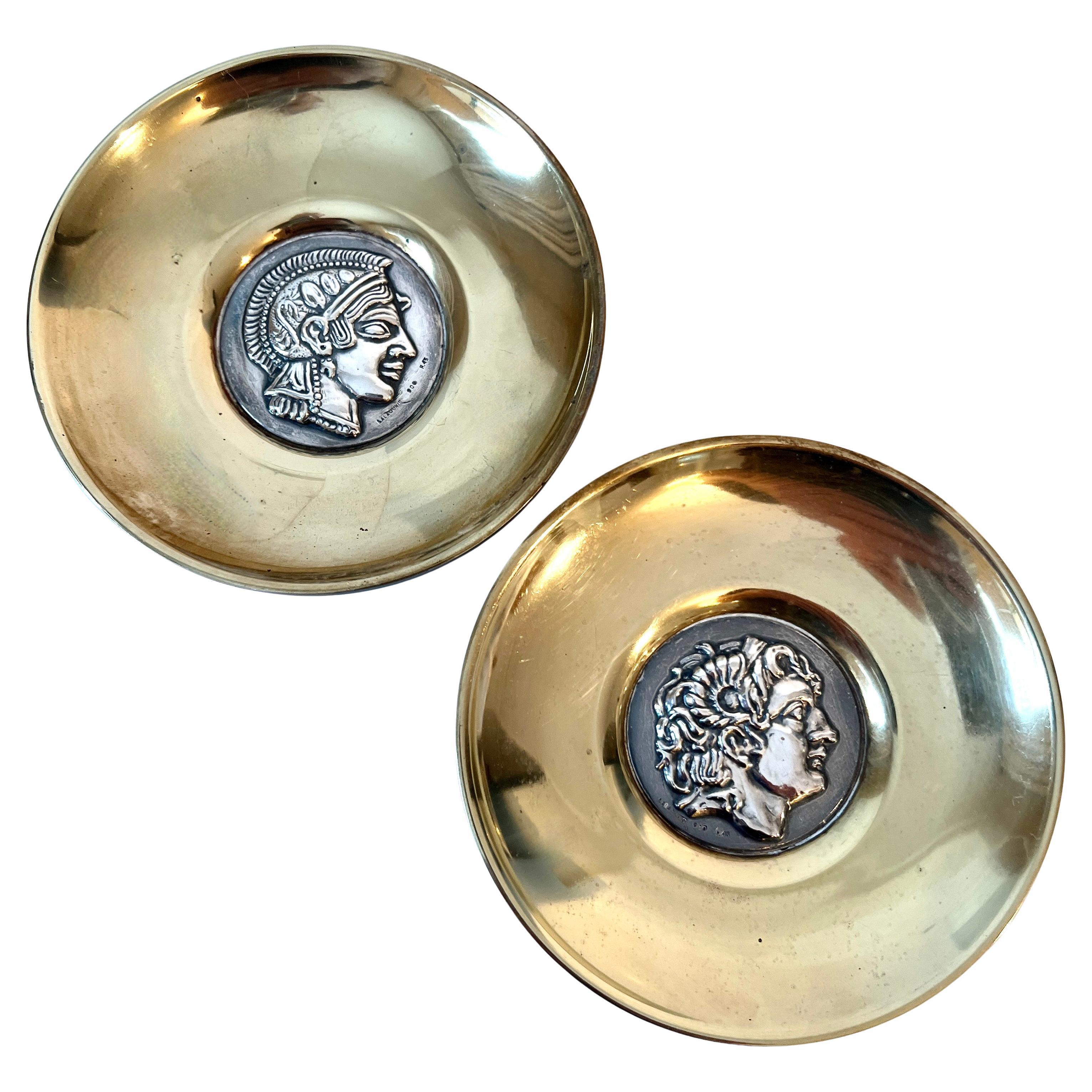 Ilias Lalaounis Solid Silver and Brass Satyr and Alexander the Great Dish Bowl