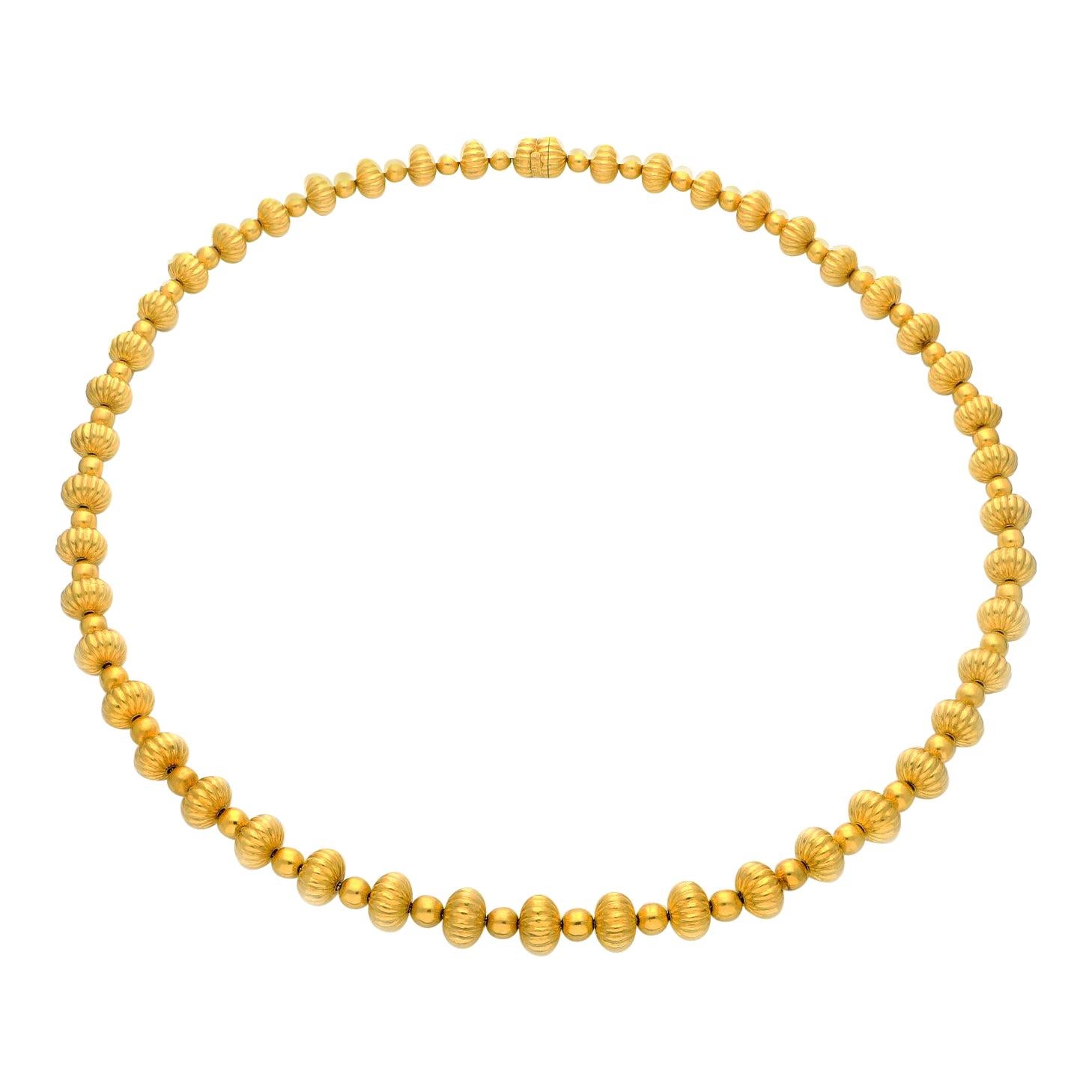 Ilias Lalaounis Spherical and Fluted Bead Necklace, circa 1970s