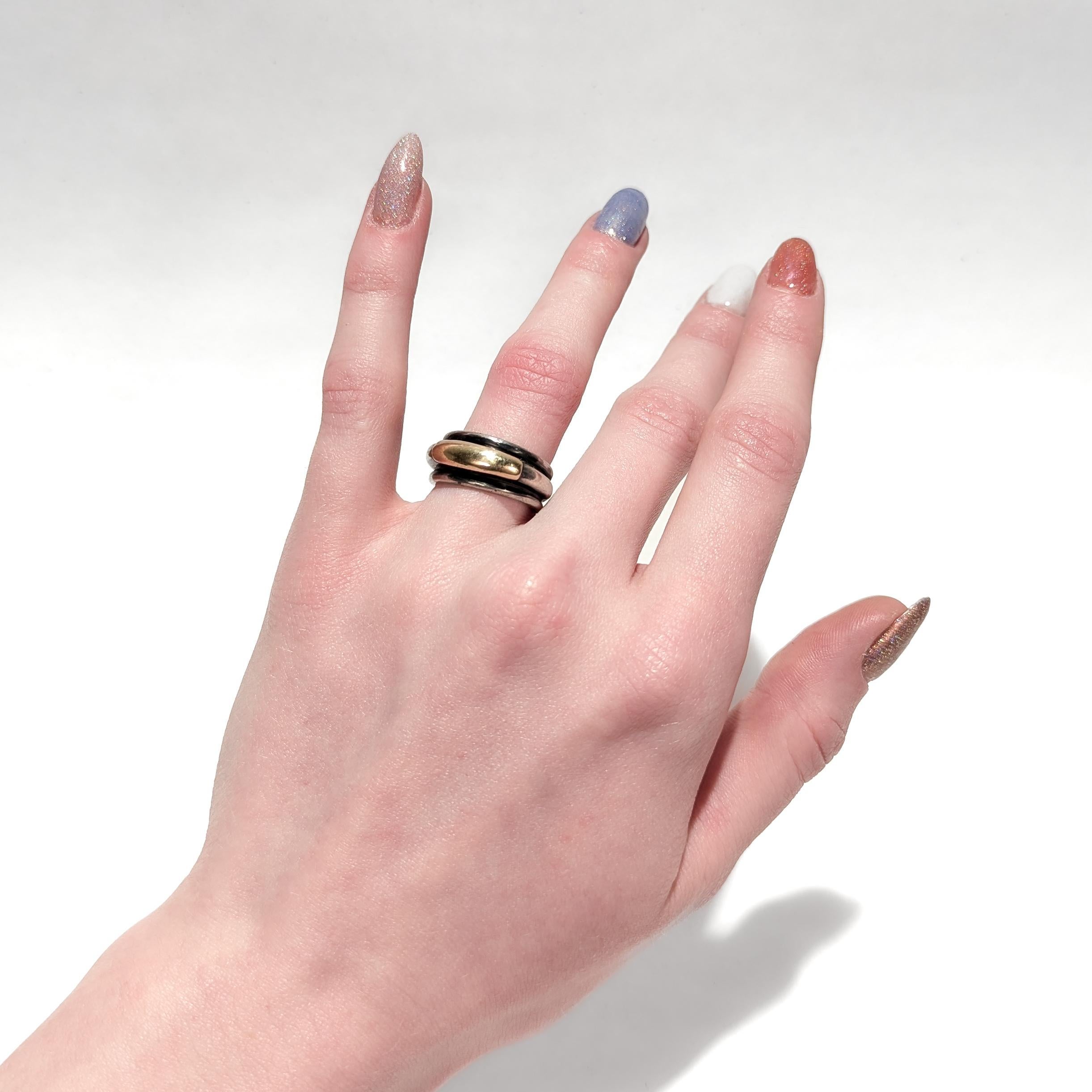 Ilias Lalaounis Sterling Silver and 14 Karat Gold Band Ring For Sale 7