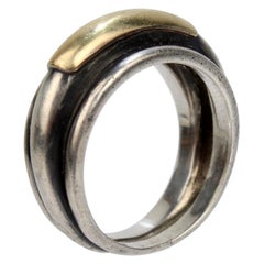 Ilias Lalaounis Sterling Silver and 14 Karat Gold Band Ring
