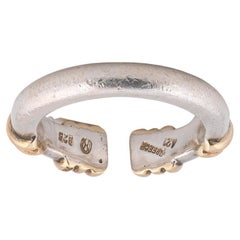 Ilias Lalaounis Sterling Silver and 18 Karat Yellow Gold Cuff Ring
