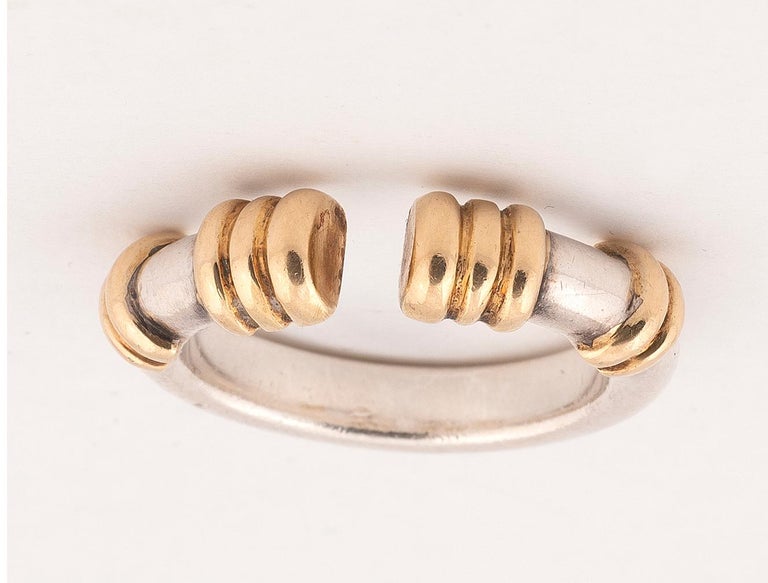 Ilias Lalaounis Sterling Silver and 18 Karat Yellow Gold Cuff Ring For ...