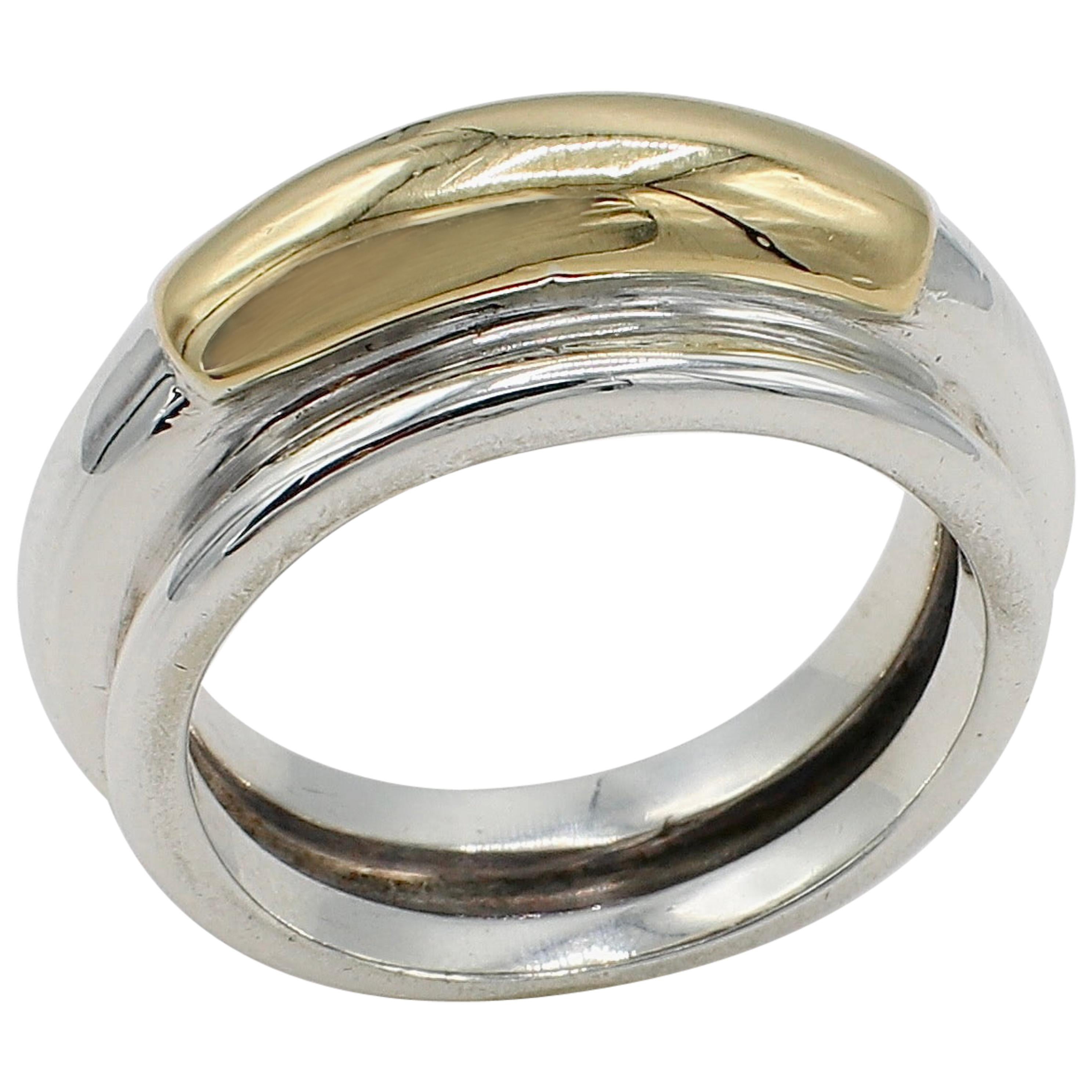 Ilias Lalaounis Sterling Silver and Gold Band Ring
