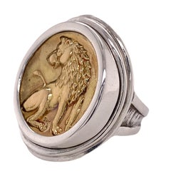 Ilias Lalaounis Sterling Silver Wolf Coin Estate Ring Greece Designer
