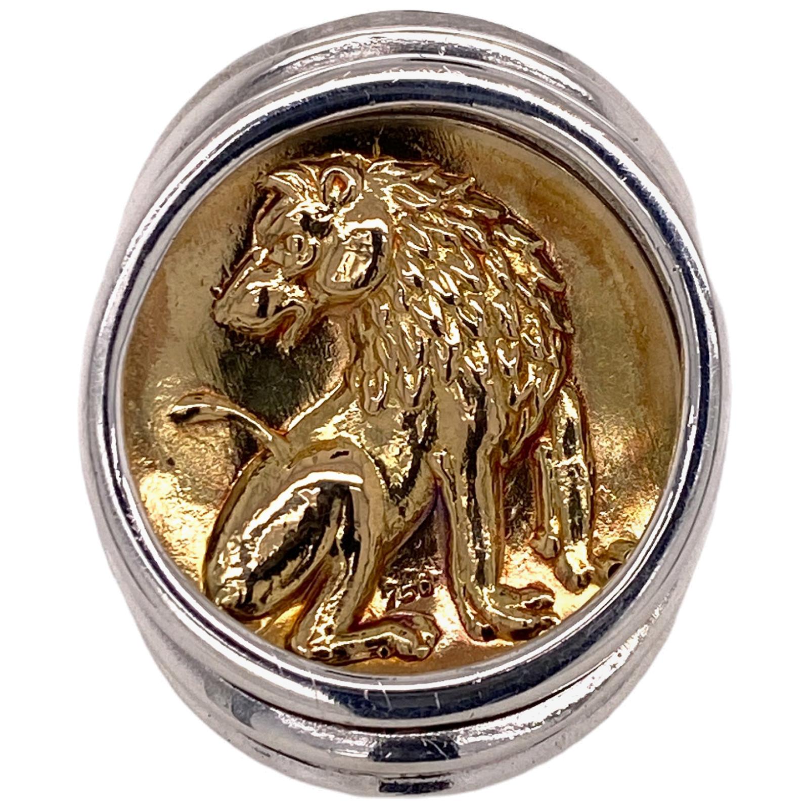 Ilias Lalaounis Sterling Silver Wolf Coin Estate Ring Greece Designer
