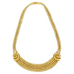 Ilias Lalaounis Striking 18ct Gold Multi-Row Bib Necklace With Shell Motifs
