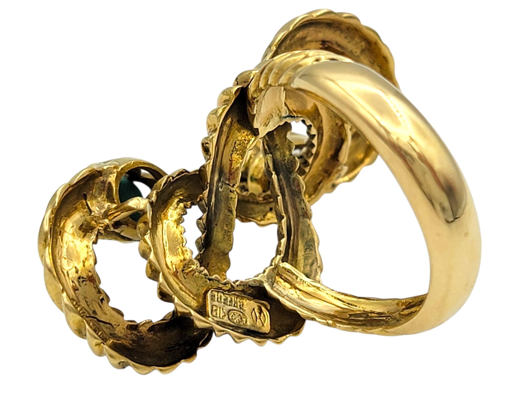 Ilias Lalaounis Twisted Rope and Turquoise Cocktail Ring in 18 Karat Yellow Gold in vendita 1