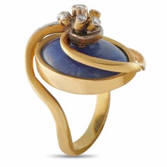 Ilias Lalaounis Vintage 18K Yellow Gold 0.11ct Diamond Sodalite Ring IL17-106226