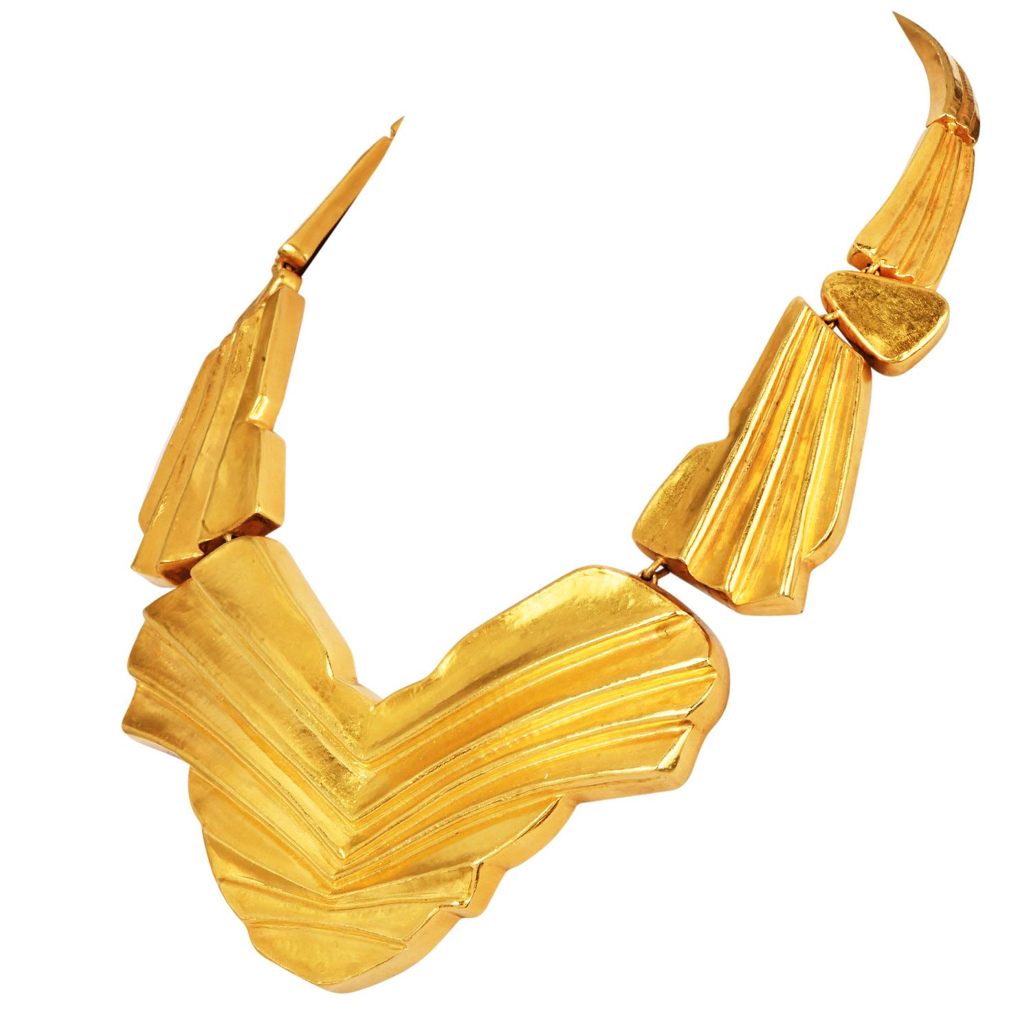Ilias Lalaounis Vintage 22K Gold Statement Greek Necklace 197 Grams In Excellent Condition For Sale In Miami, FL