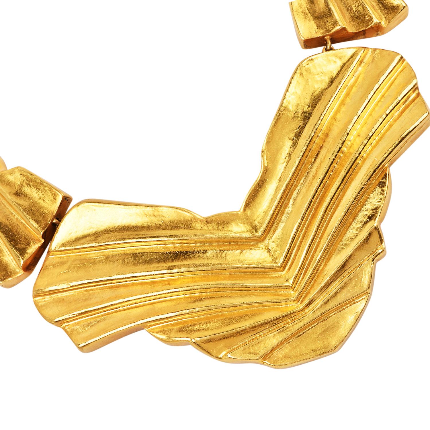Women's Ilias Lalaounis Vintage 22K Gold Statement Greek Necklace 197 Grams For Sale