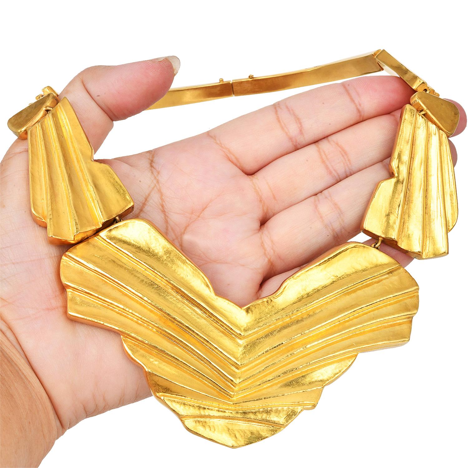Ilias Lalaounis Vintage 22K Gold Statement Greek Necklace 197 Grams For Sale 3