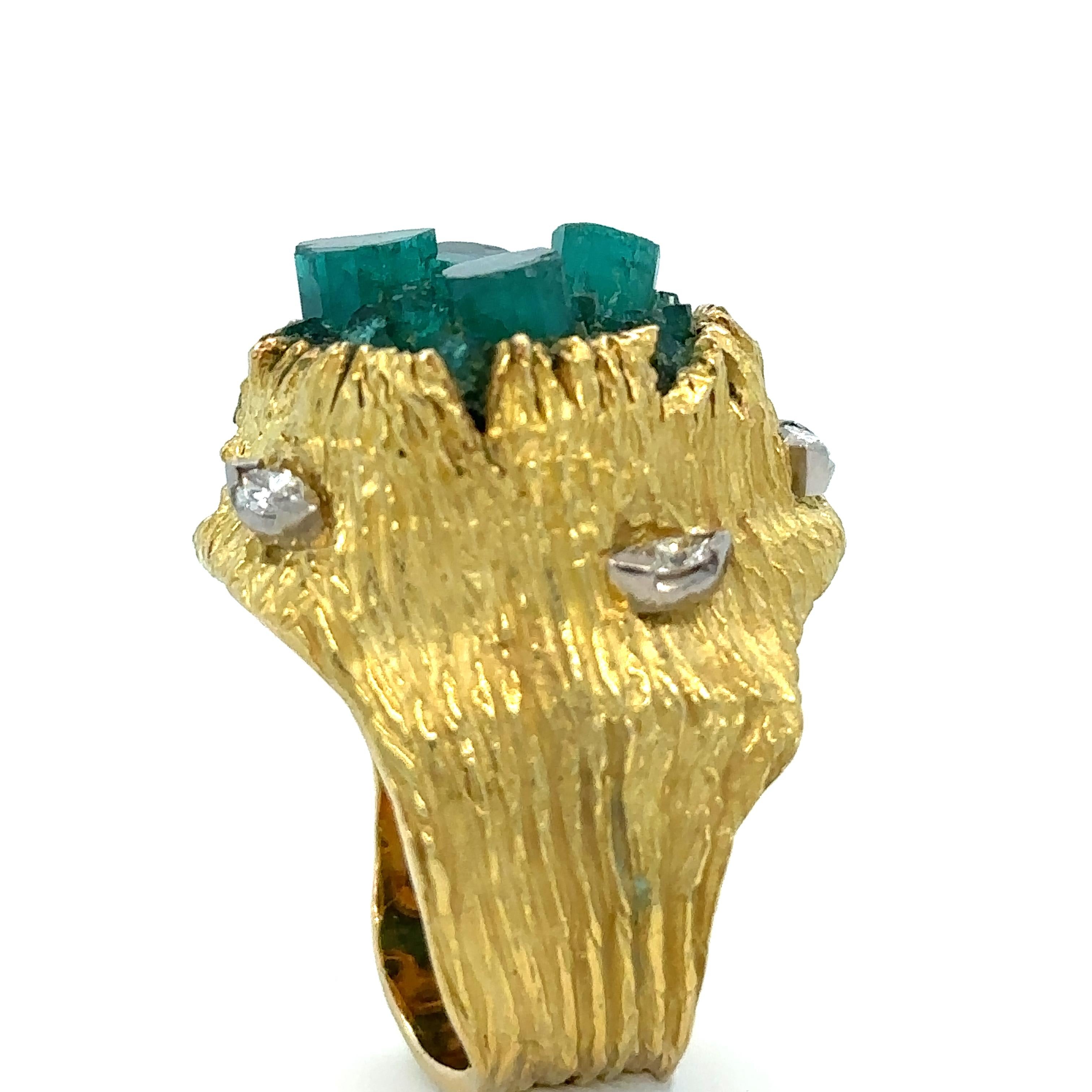 Women's Ilias Lalaounis Vintage Emerald & Diamond Ring