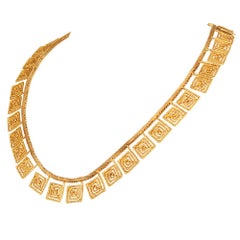 Ilias Lalaounis Vintage Greek Key Motif Collar 18K Gold Necklace
