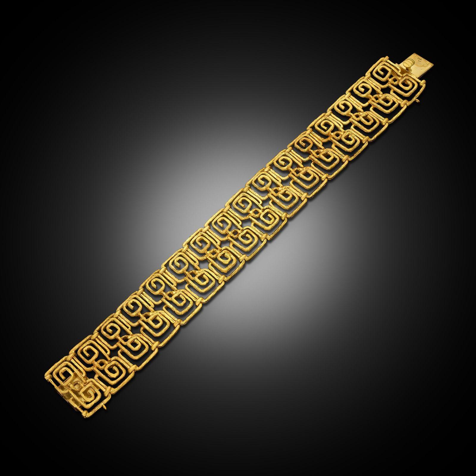 Ilias Lalaounis Vintage 'Neo-Geometric' Bracelet en or jaune 18ct circa 1973 Unisexe en vente