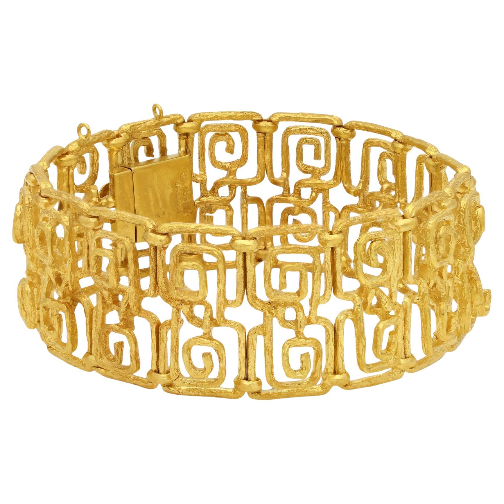 Ilias Lalaounis Vintage 'Neo-Geometric' Bracelet en or jaune 18ct circa 1973 en vente
