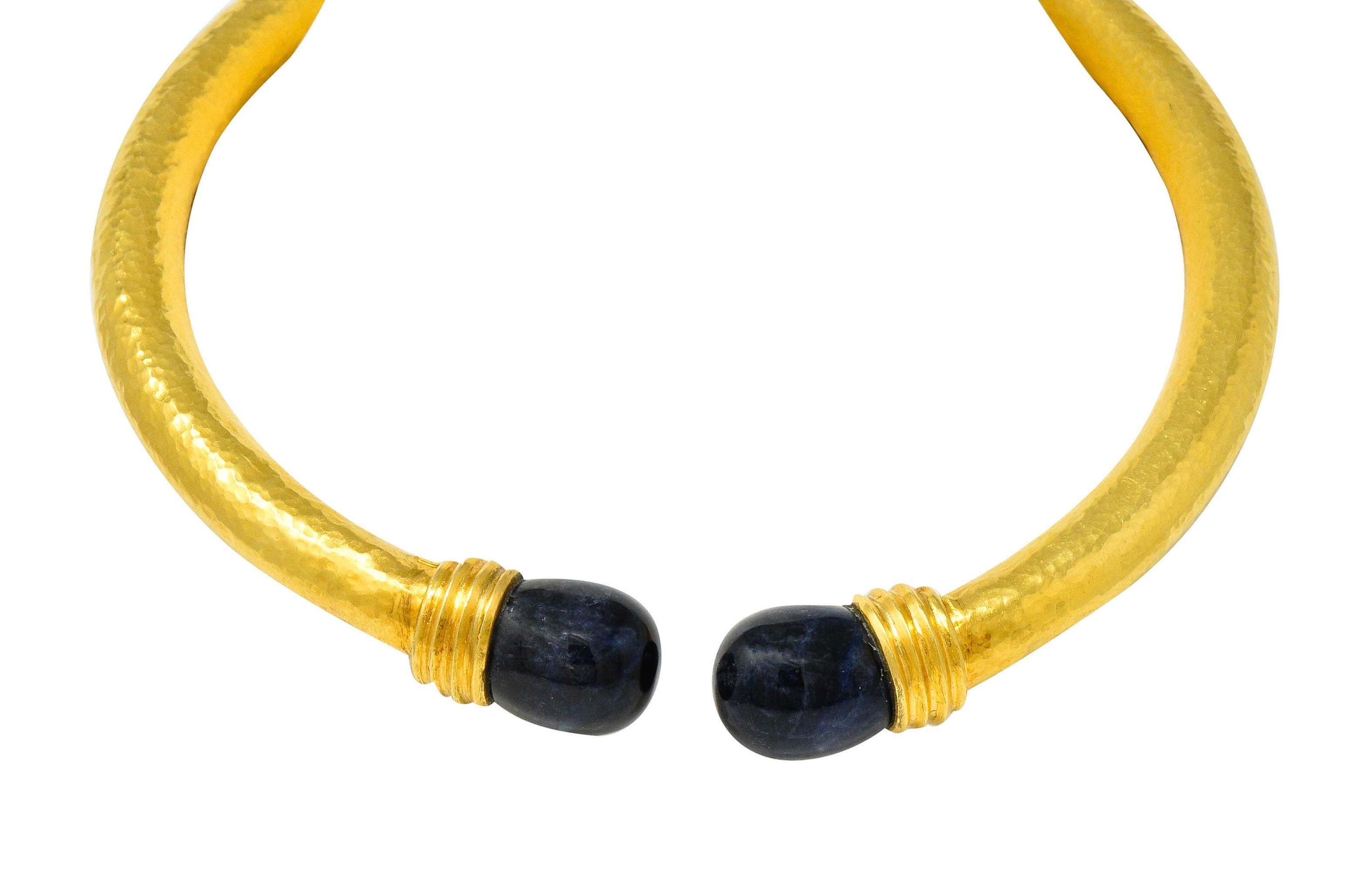 Ilias Lalaounis Vintage Sodalite 22 Karat Gold Torque Collar Necklace 1