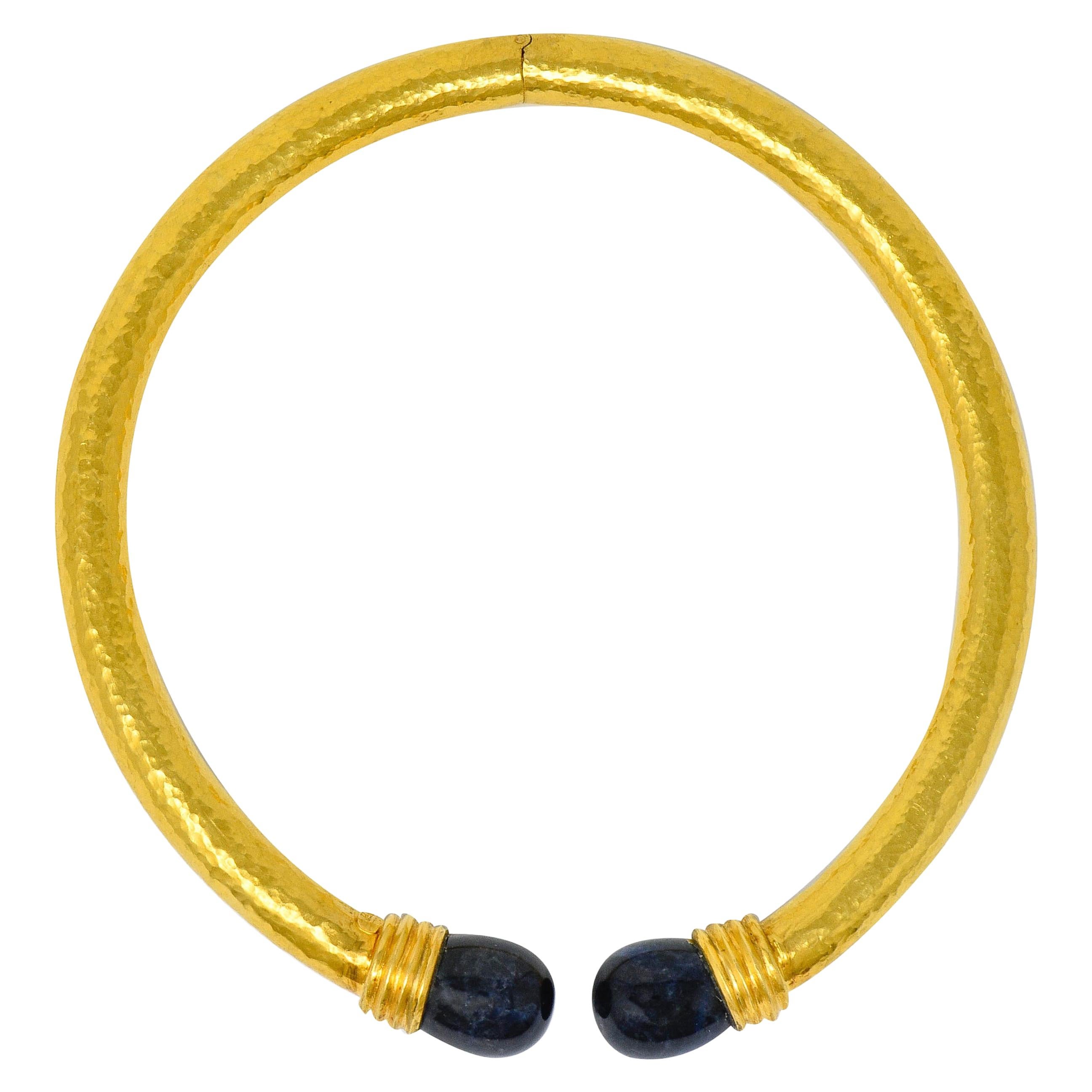 Ilias Lalaounis Vintage Sodalite 22 Karat Gold Torque Collar Necklace