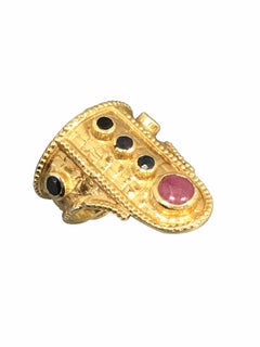 Ilias Lalaounis Yellow Gold and Gem Set Textured Ring