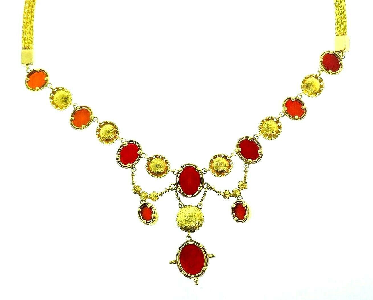 Women's Ilias Lalaounis Yellow Gold Carved Carnelian Necklace