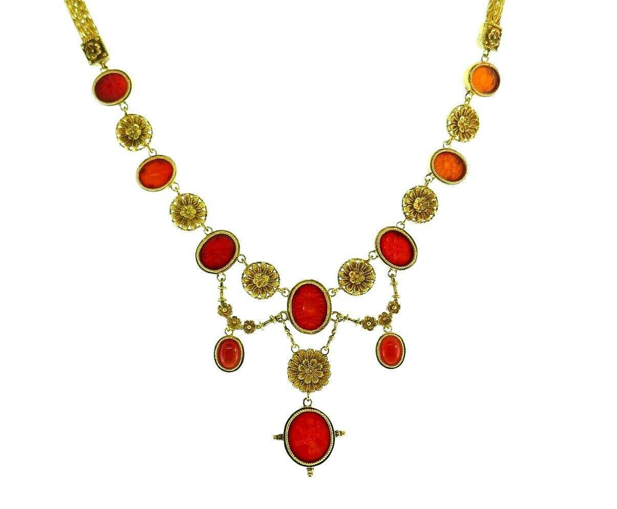 Ilias Lalaounis Yellow Gold Carved Carnelian Necklace 2