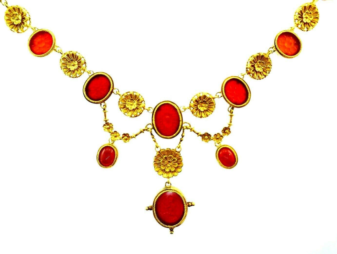 Ilias Lalaounis Yellow Gold Carved Carnelian Necklace 3