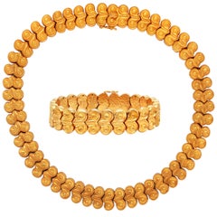 Ilias Lalaounis Yellow Gold Necklace and Bracelet Matching Set