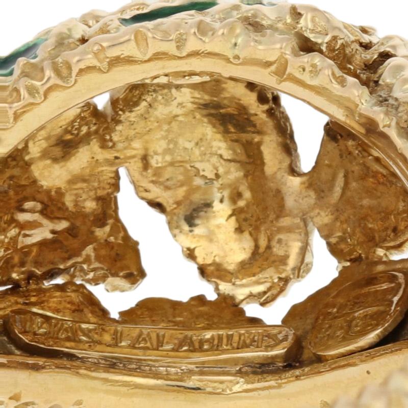 Ilias Lalaounis Yellow Gold Ring, 18 Karat Green Enamel Dome Women's 2