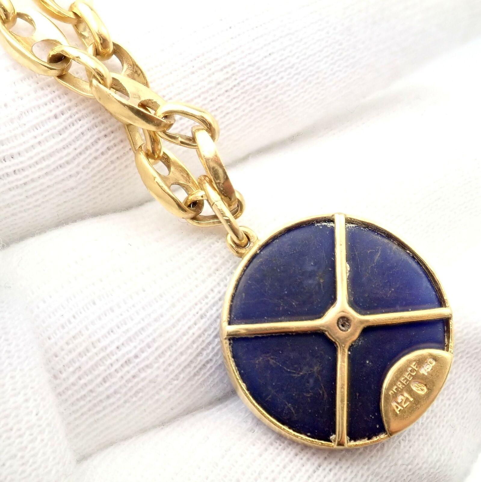 Ilias Lalaounis Zodiac Cancer Crab Lapis Pendant Yellow Gold Chain Necklace In Excellent Condition In Holland, PA