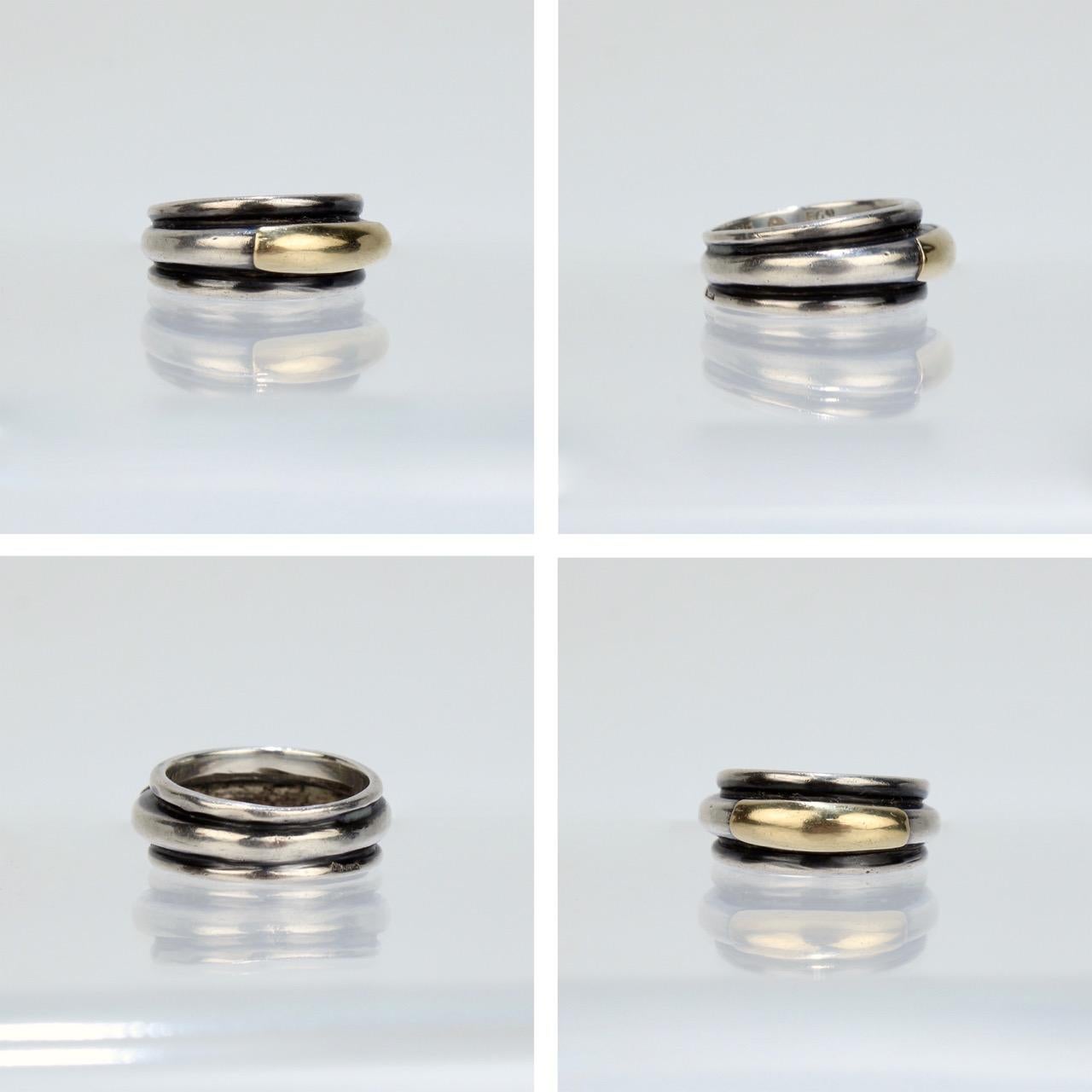 Ilias Lalaounis Sterling Silver and 14 Karat Gold Band Ring For Sale 2