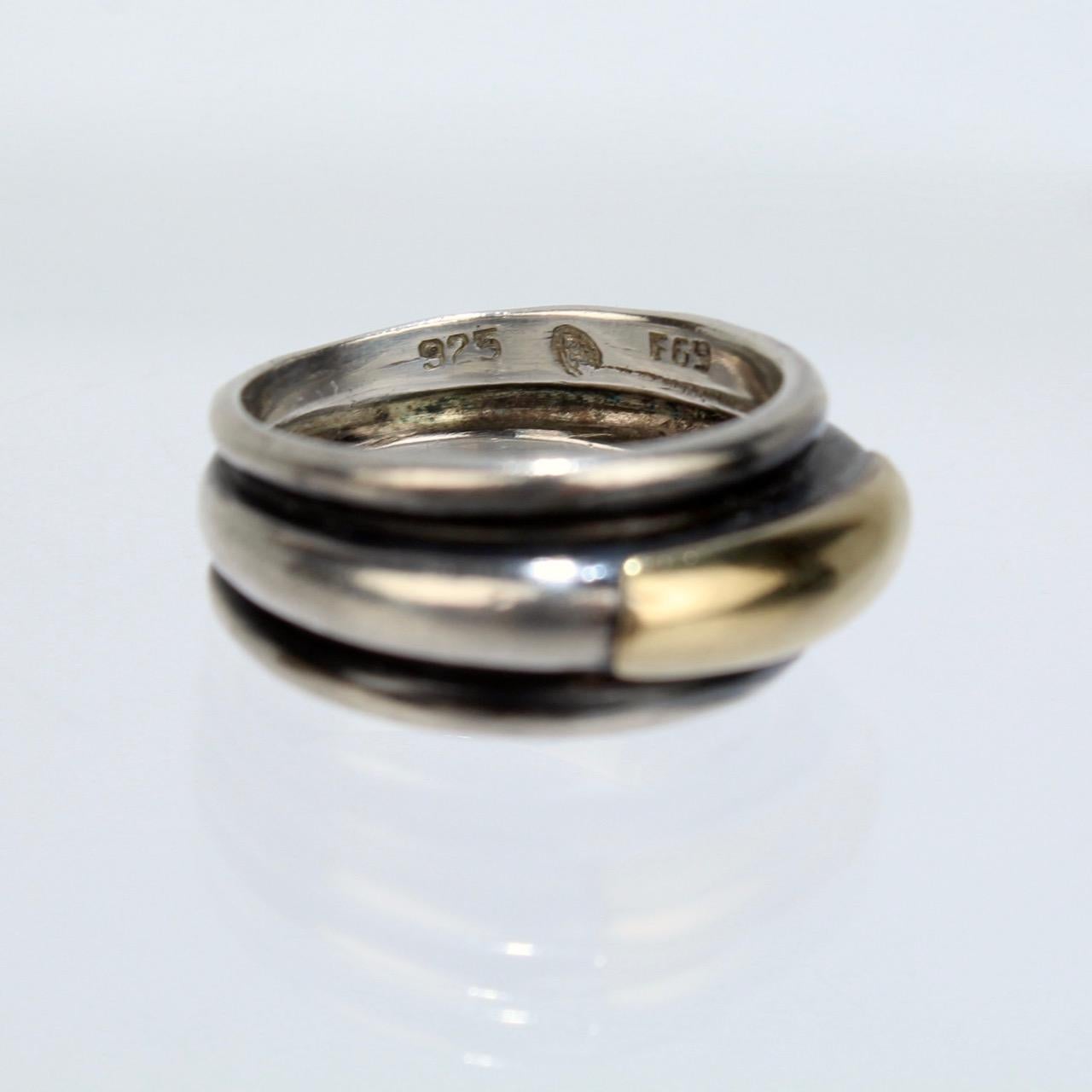 Ilias Lalaounis Sterling Silver and 14 Karat Gold Band Ring For Sale 3