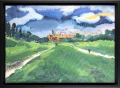 Retro Contemporary Landscape Painting View Of Circus Maximus Rome Signed and dated 