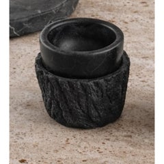 Ilito Cylindrical Drinking Vessel in Carved Black Marble by Andres Monnier