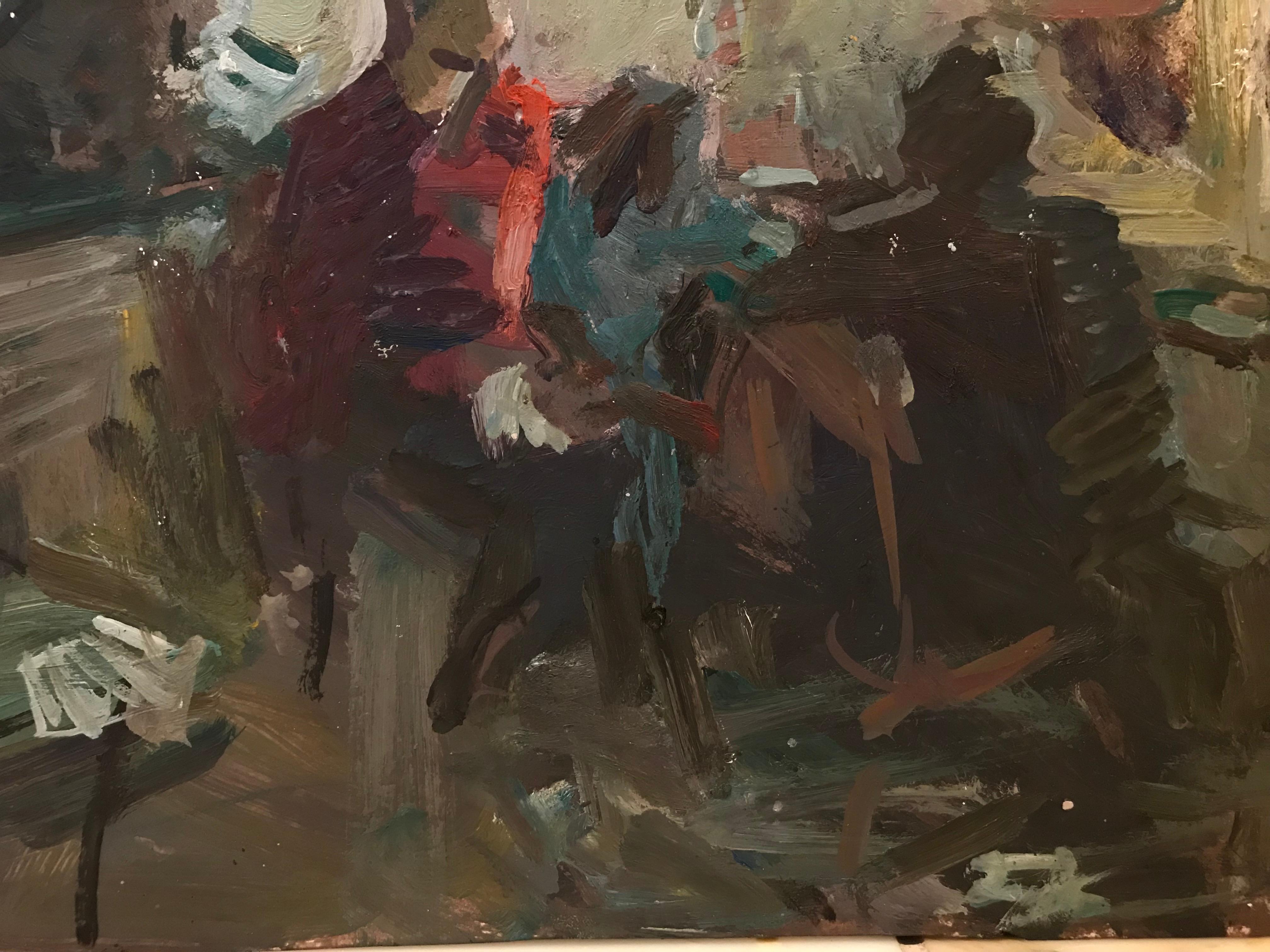 Iliya Mirochnik, Study for composition- Group, 2014, 11in x 10in, oil on paper For Sale 3