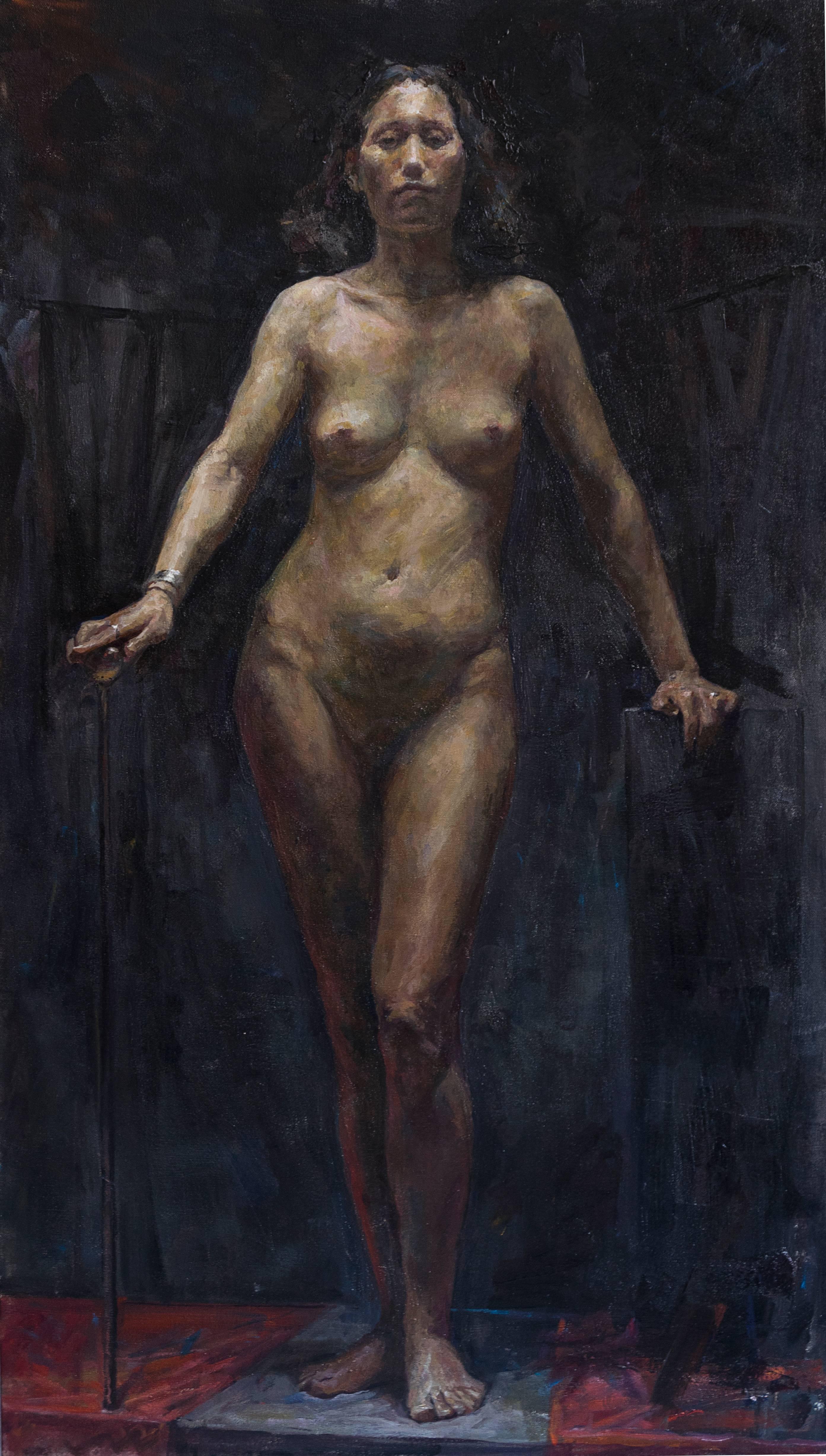 Iliya Morchnik, Competition Nude, 2nd Place Winner - Boston Academy of Realist Art, 2016, 42in X 24in, oil of canvas.   ILIYA MIROCHNIK- ARTIST BIO:
Originally from Odessa, Ukraine, Iliya immigrated to the United States in the early 1990's with his