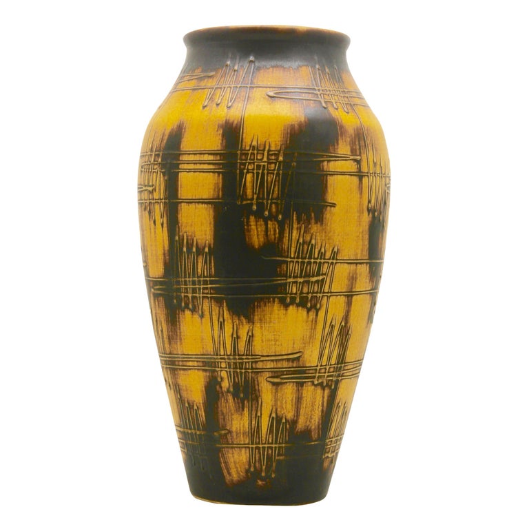 Ilkra Keramiek Germany Large Floor Vase With Radio Waves Decor