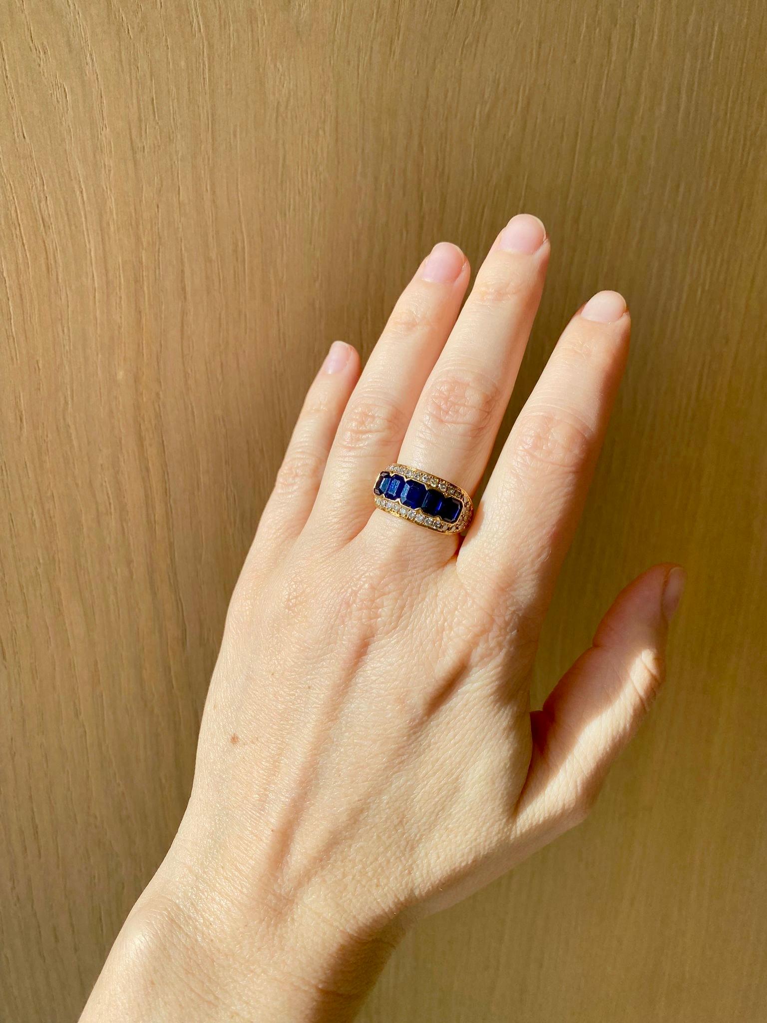 Illario 5 Carat Natural Sapphire Diamond Band Ring For Sale 5