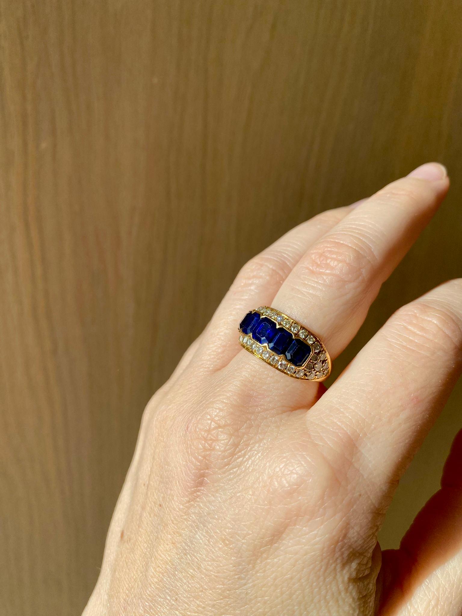 Illario 5 Carat Natural Sapphire Diamond Band Ring For Sale 8