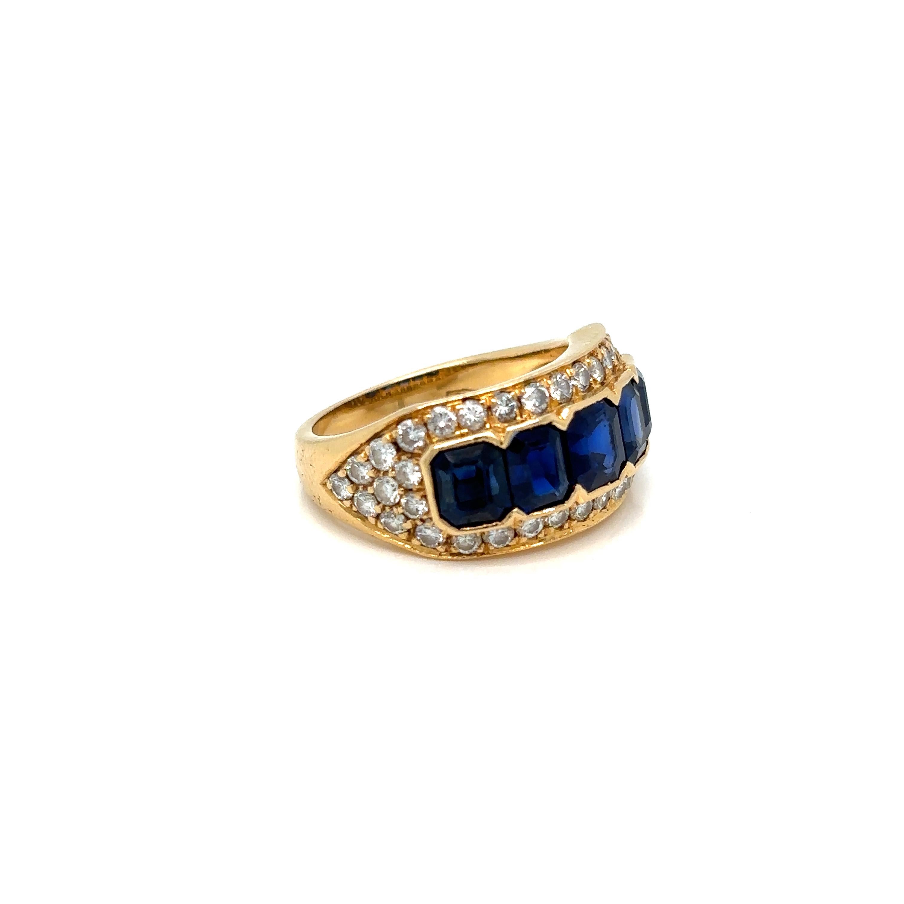 Illario 5 Carat Natural Sapphire Diamond Band Ring In Excellent Condition For Sale In Napoli, Italy