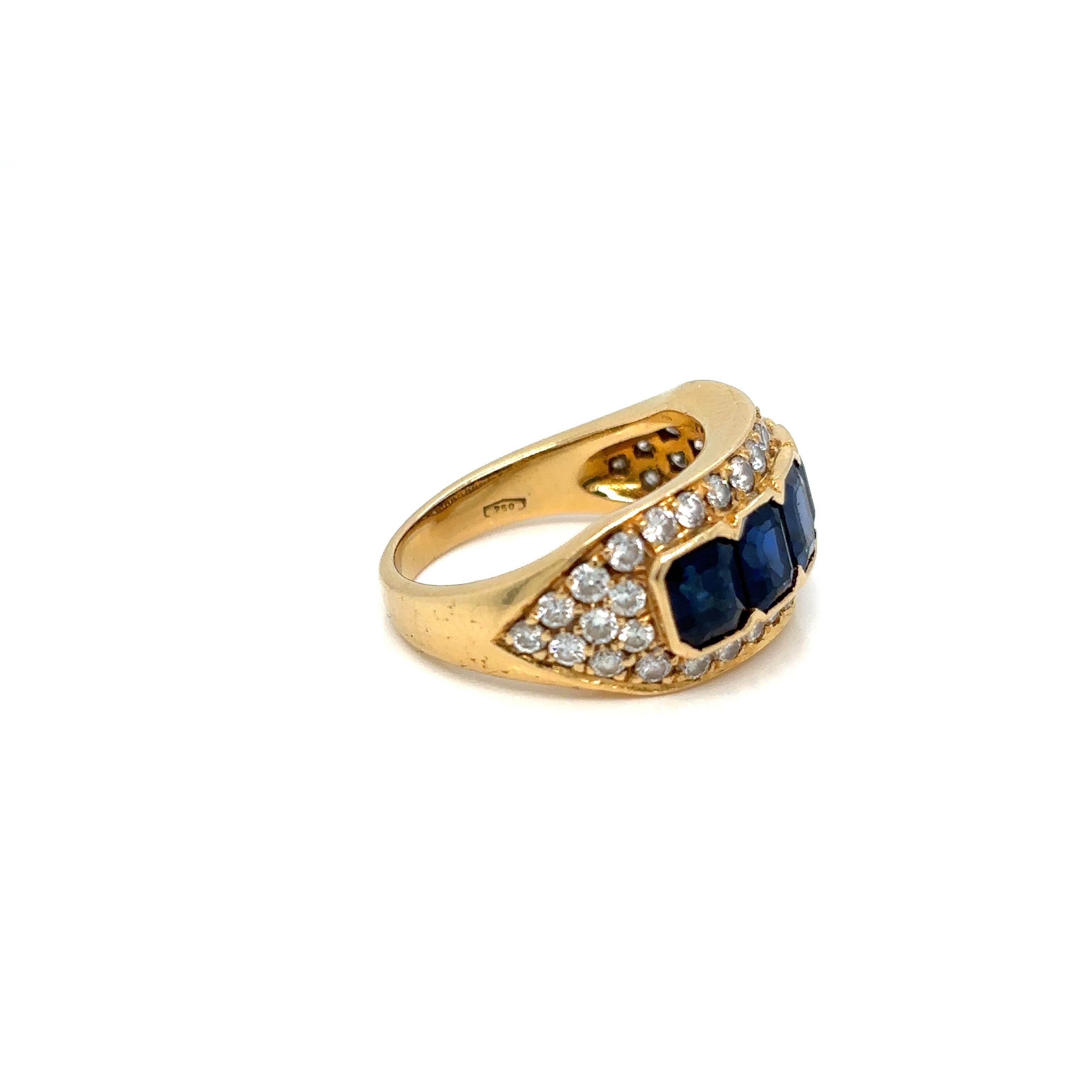 Women's Illario 5 Carat Natural Sapphire Diamond Band Ring For Sale